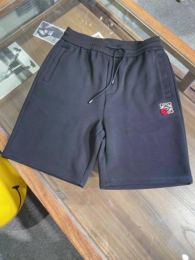 K8078 春夏新款罗意威low休闲短裤 针织棉面料 刺绣标志搭配红心 黑色m- L