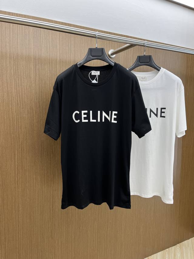 Celine Logo印花短袖 面料：采用170克50支双股 手感柔软 舒适亲肤 简单到极致就是时髦 最简单的经典黑色t恤 最能打动人心 工艺1：采用弹力胶浆印