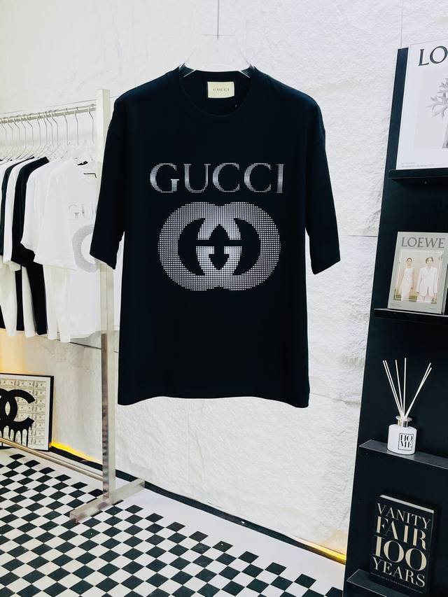 古奇 Gucci 24S S 春夏短袖t恤 完美细节处理 重磅300克面料 颜色 黑色 白色 码数 S M L Xl Xxl 五码